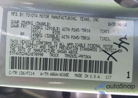 2016 Toyota Tacoma Sr5 из США, поврежденный, VIN 5TFAX5GN4GX070990